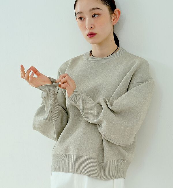 NOMINE「プレーティングニット プルオーバー（ラメ混・無地）」|ニット・セーター|ベージュ
