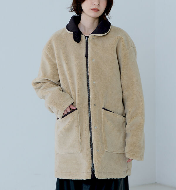 NOMINE「【TAION】リバーシブル ダウンジャケット / ブルゾン（キルティング&times;ボア）」|ダウン|チョコ