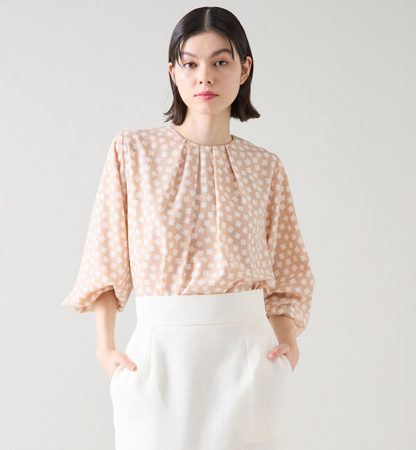 TIARA「ランダムスクエアプリントブラウス」|シャツ・ブラウス|