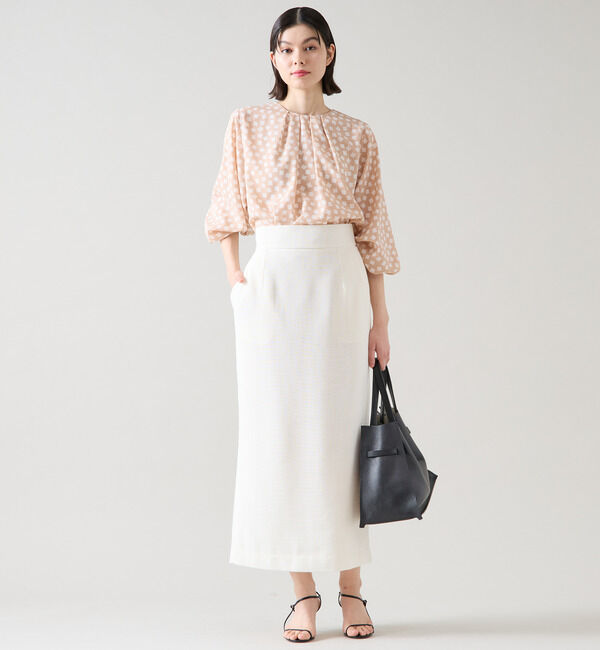 TIARA「ランダムスクエアプリントブラウス」|シャツ・ブラウス|