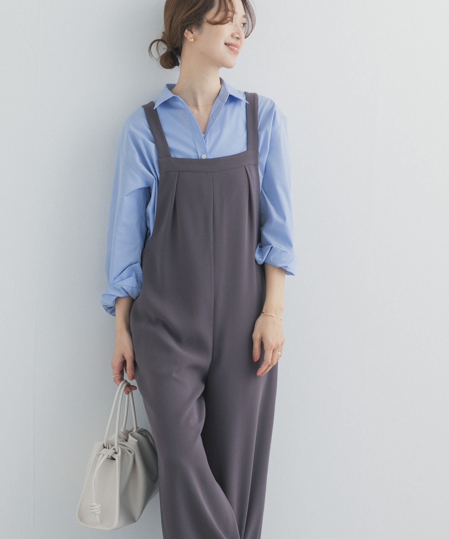 URBAN RESEARCH DOORS「ジョーゼットタックサロペット」|スカート|グレー