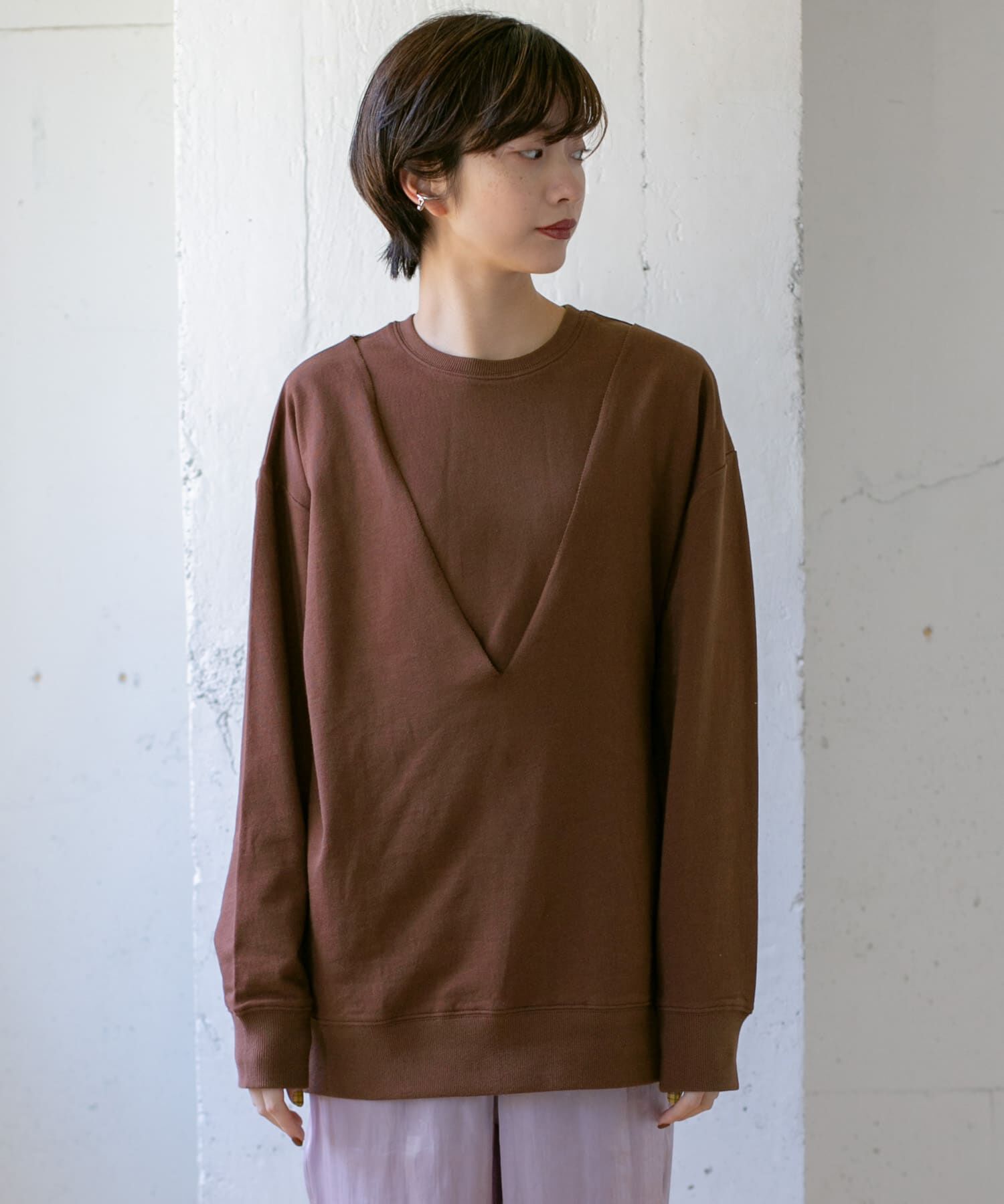  「深VネックSETスウェット&there4;」|Tシャツ・カットソー|