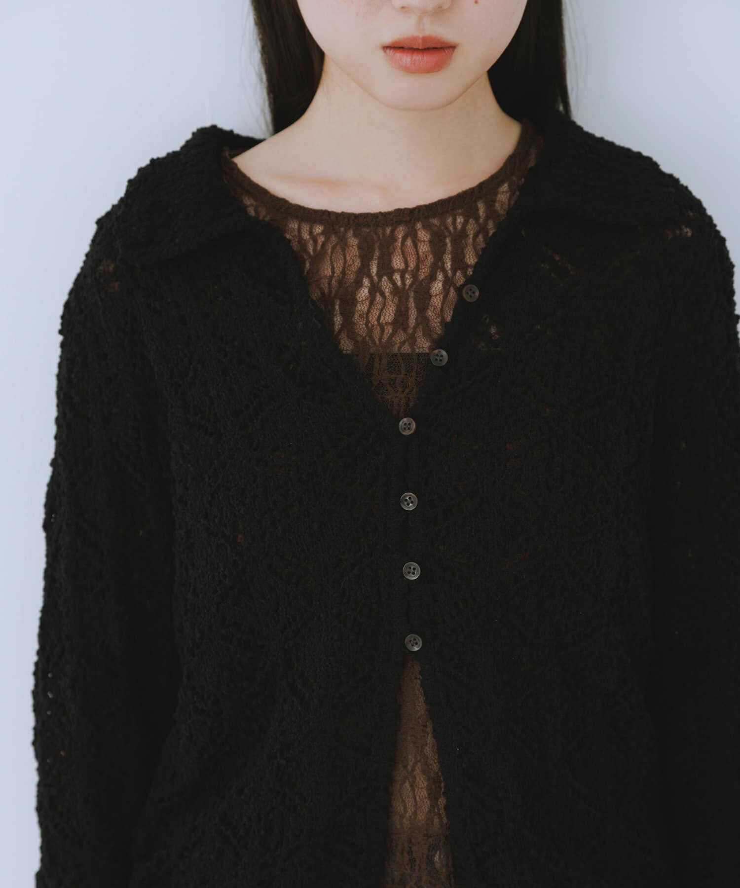  「クロシェレースニットシャツ」|ニット・セーター|