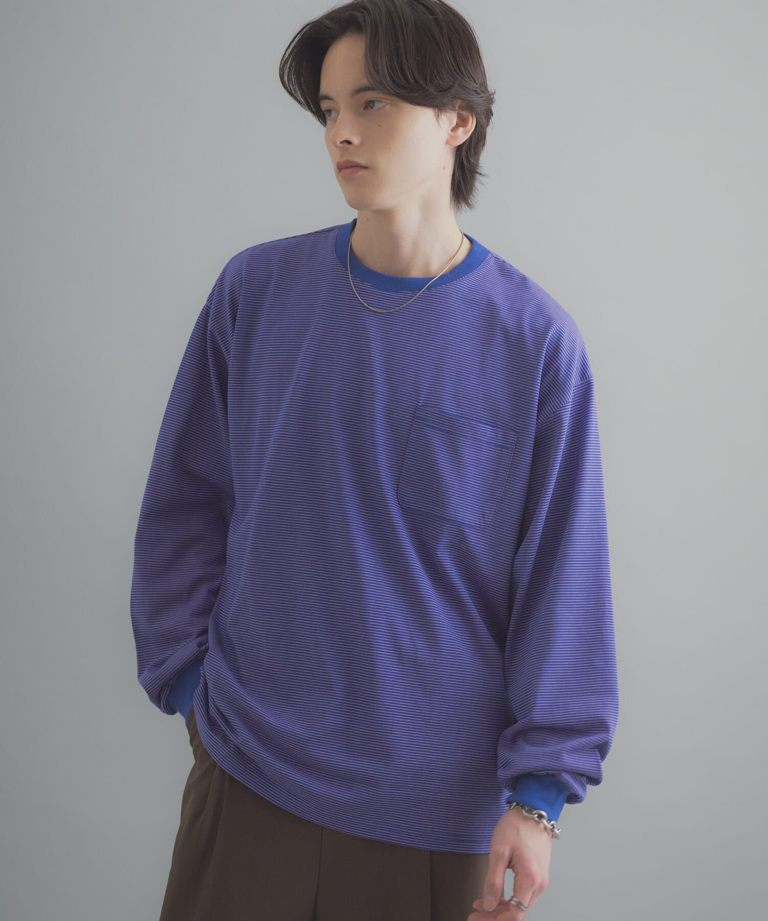 SENSE OF PLACE by URBAN RESEARCH「ピンボーダーロングスリーブTシャツ」|Tシャツ・カットソー|