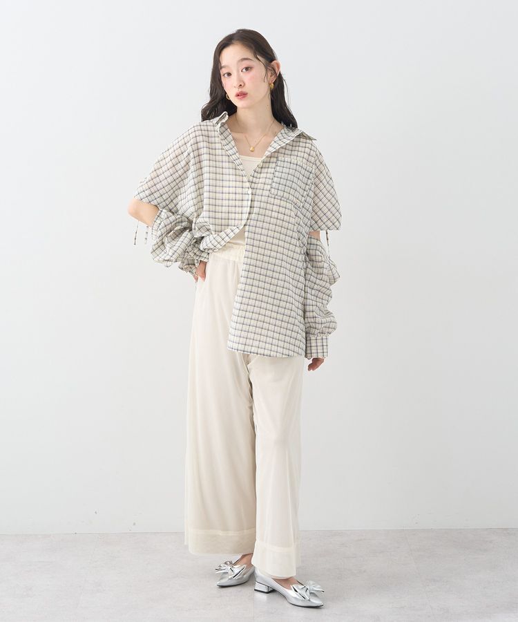 earth music&ecology「2wayショルダードロストリボンチェックシャツ」|シャツ・ブラウス|