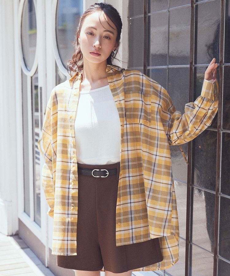 earth music&ecology「2wayショルダードロストリボンチェックシャツ」|シャツ・ブラウス|