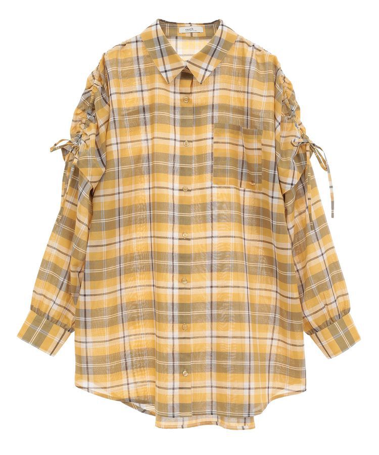 earth music&ecology「2wayショルダードロストリボンチェックシャツ」|シャツ・ブラウス|
