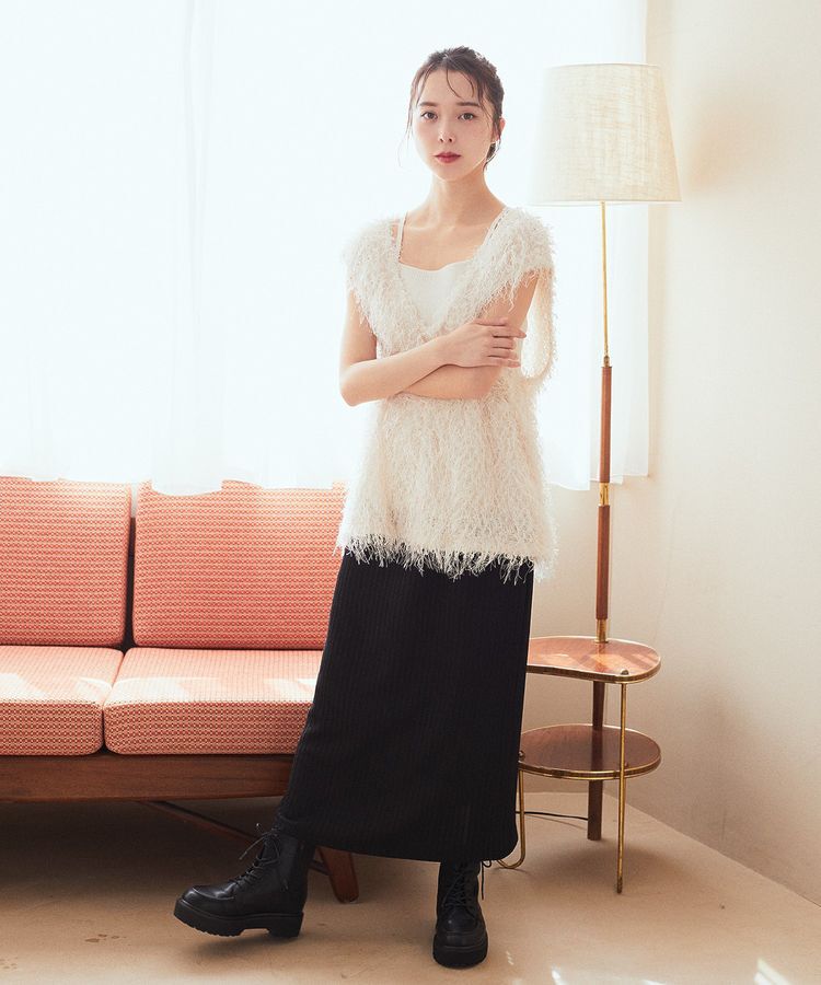 earth music&ecology「ふさふさベスト」|ベスト・ジレ|