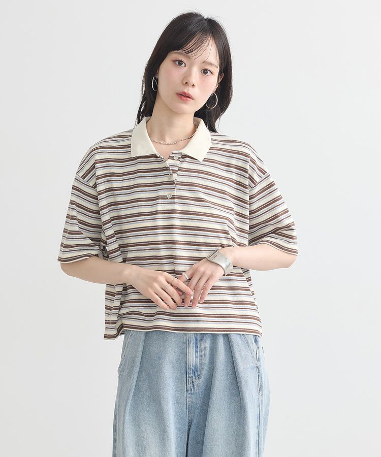 earth music&ecology「レトロボーダーポロシャツ」|Tシャツ・カットソー|