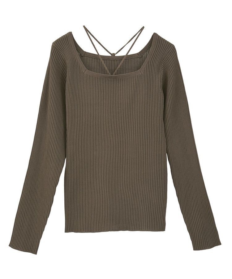 earth music&ecology「スクエアホルターネックリブプルオーバー」|ニット・セーター|