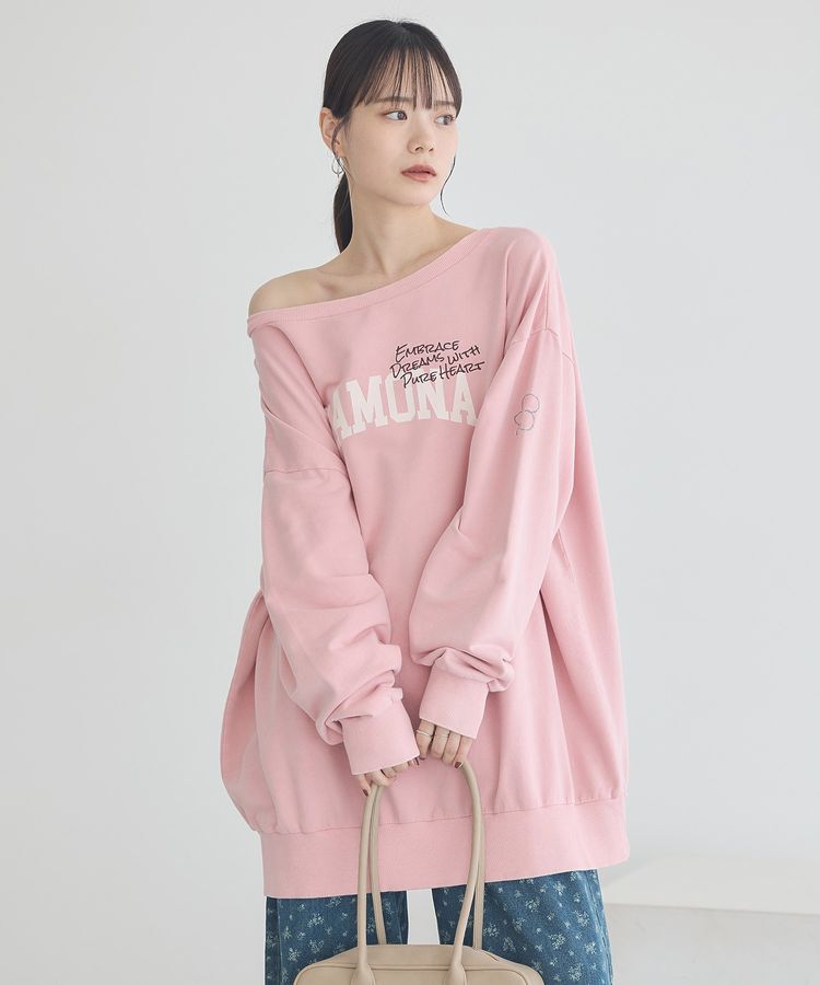 earth music&ecology「ランダム刺繍オフショルプルオーバー」|スウェット・ジャージ|