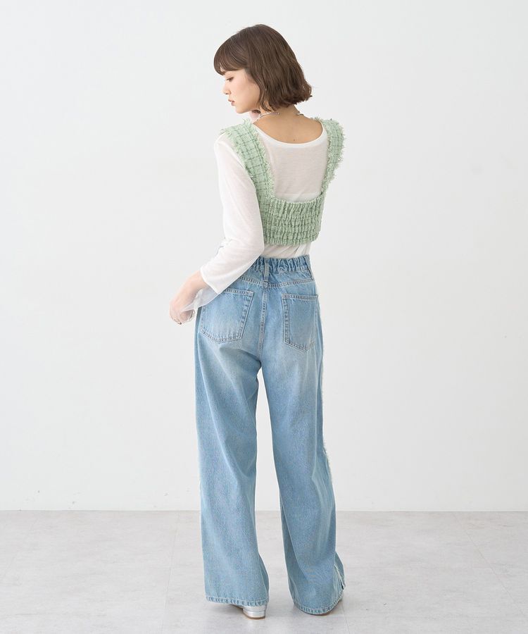 earth music&ecology「ワイドフリンジデニムパンツ」|デニム|
