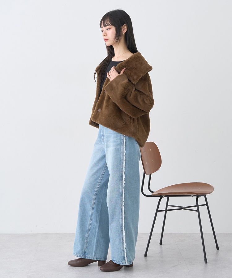 earth music&ecology「ワイドフリンジデニムパンツ」|デニム|