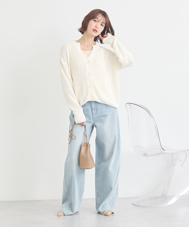 earth music&ecology「ぽんぽんスキッパーカーディガン」|カーディガン|