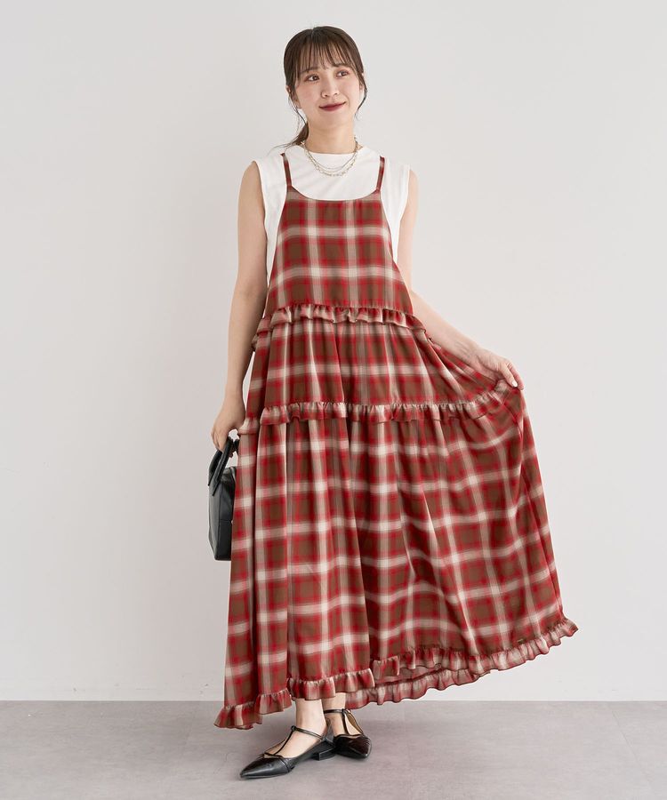 Green Parks「・Petit Fleur オンブレーチェックキャミワンピ」|ワンピース|