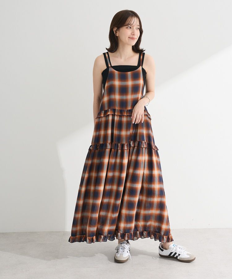 Green Parks「・Petit Fleur オンブレーチェックキャミワンピ」|ワンピース|