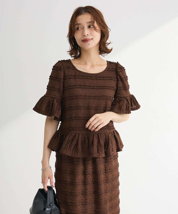 Green Parks「・SUGAR SPOON レースフリルプルオーバー」|Tシャツ・カットソー|Brown