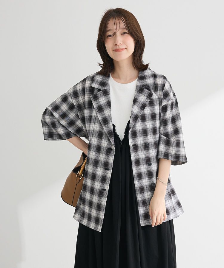 armonia「チェック5分袖ジャケット」|テーラードジャケット|