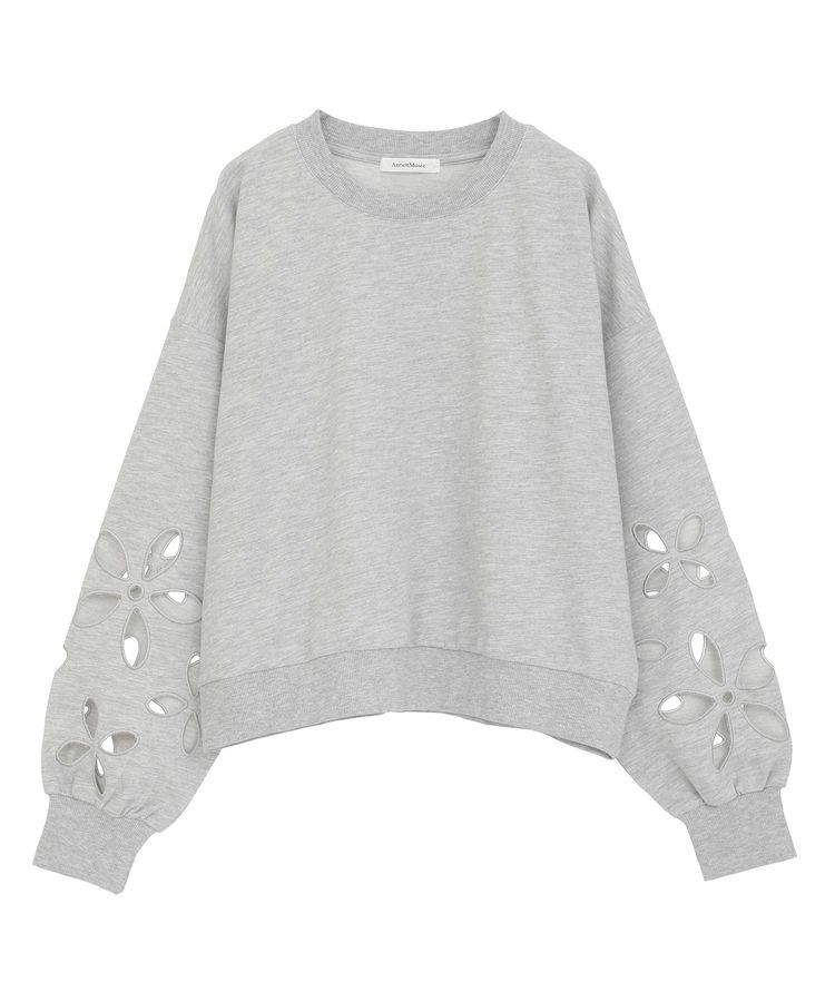 AnriettMusee「フラワーくり抜き刺繍スウェットプルオーバー」|スウェット・ジャージ|
