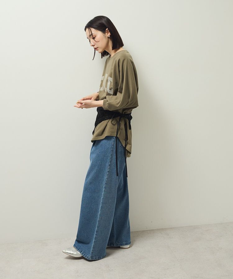 Green Parks「7分袖ミニ裏毛ドルマンロゴプルオーバー」|Tシャツ・カットソー|