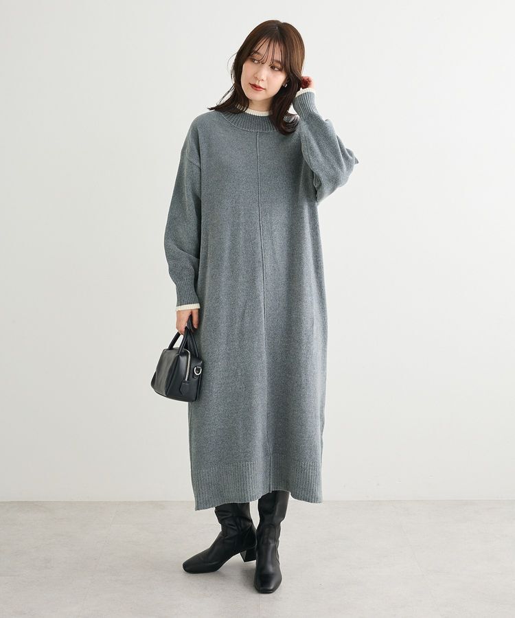 Green Parks「配色リラックスモールニットワンピース」|ワンピース|