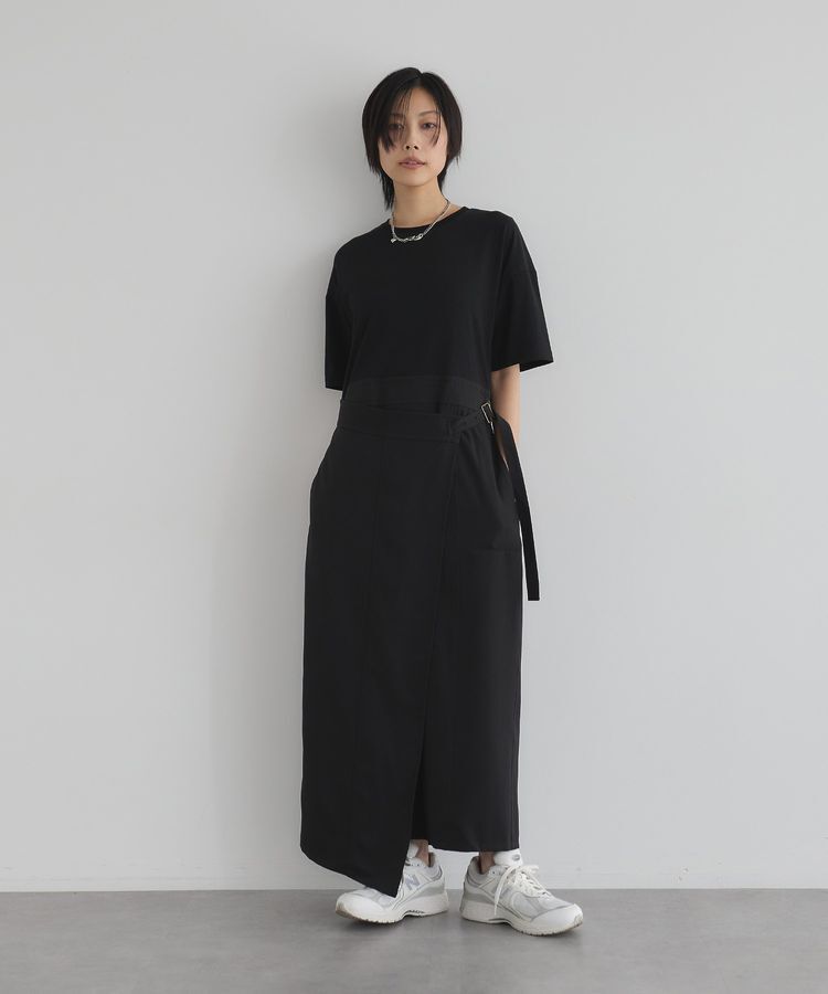 GARAGE OF GOOD CLOTHING「異素材MIX Iラインワンピース」|ワンピース|Black