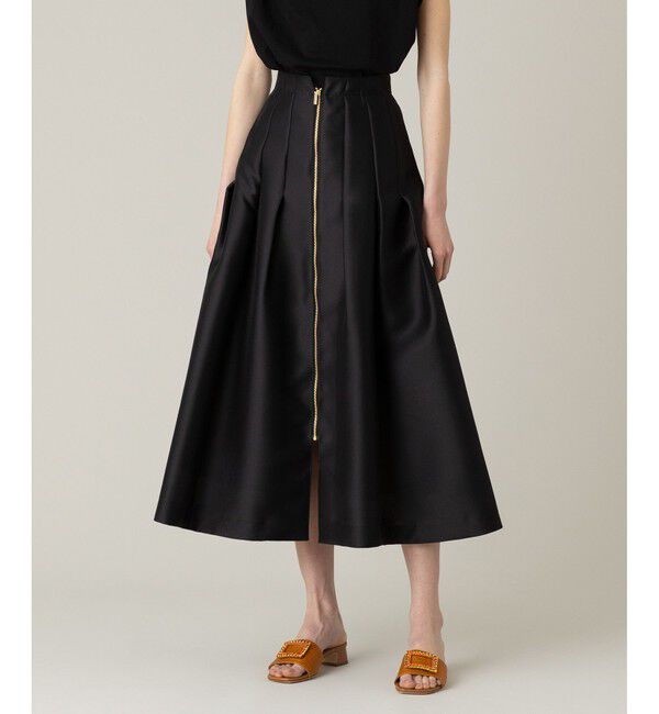 LOULOU WILLOUGHBY「【LOULOU WILLOUGHBY】◇ジップアップタックスカート」|スカート|ブラック