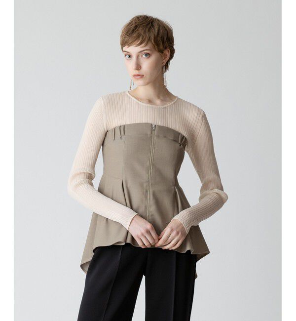 allureville「ソフトシアーリブプルオーバー」|ニット・セーター|アイボリー