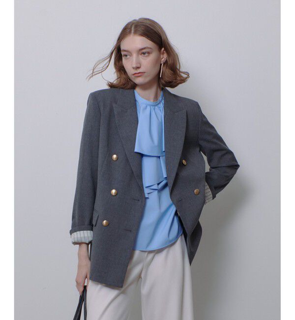 allureville「リオペルダブルブレストジャケット」|テーラードジャケット|グレー