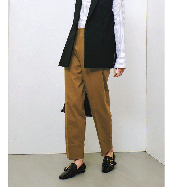 allureville「タックテーパードパンツ」|チノ|キャメル