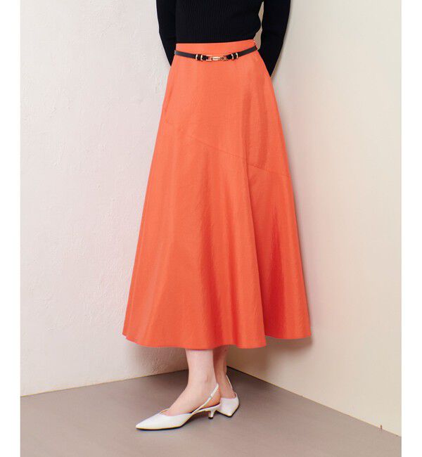 allureville「オーガンジー切替フレアスカート」|スカート|オレンジ