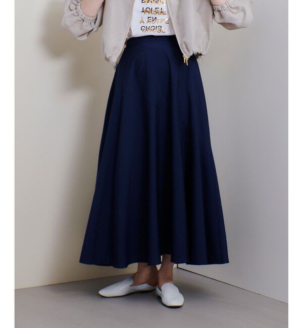 allureville「オーガンジー切替フレアスカート」|スカート|ネイビー
