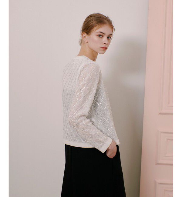 LOULOU WILLOUGHBY「【LOULOU WILLOUGHBY】シークインエンブロイダリーカーディガン」|カーディガン|