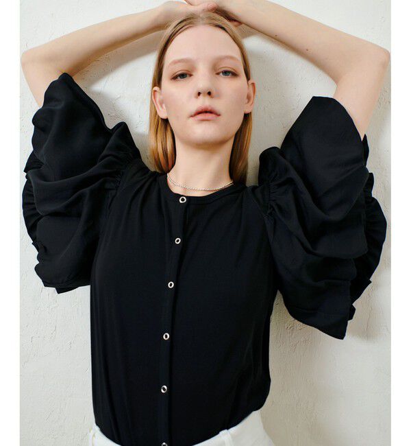 allureville「フライスコンビボリュームスリーブプルオーバー」|Tシャツ・カットソー|