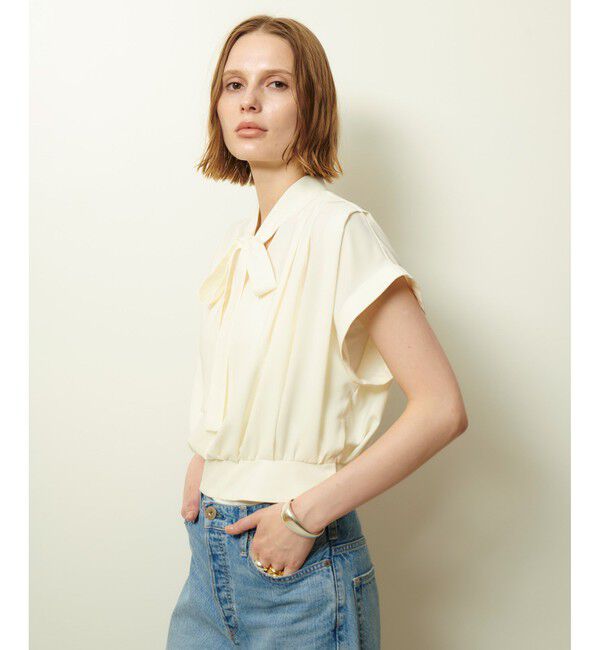 allureville「ボウタイタックフレンチスリーブブラウス」|シャツ・ブラウス|