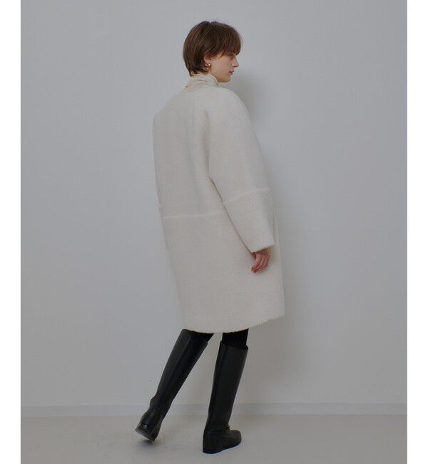 allureville「ツーブロッキングボアコート」|ノーカラーコート|