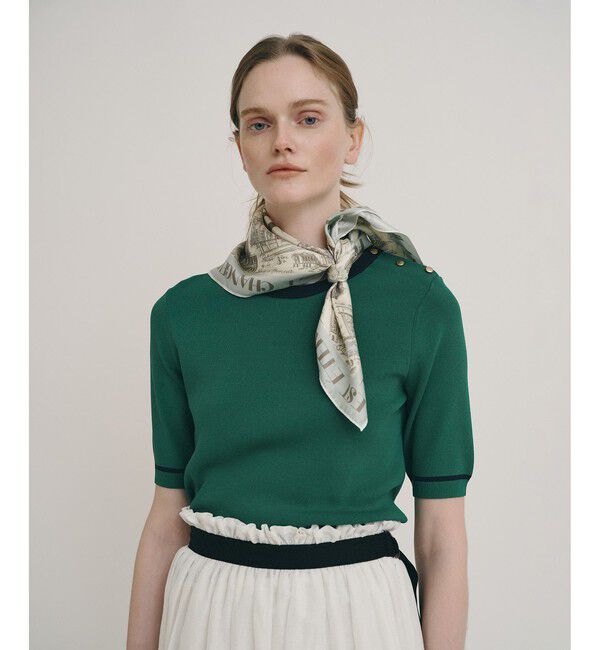 allureville「ソウバリ肩釦クループルオーバー」|ニット・セーター|グリーン