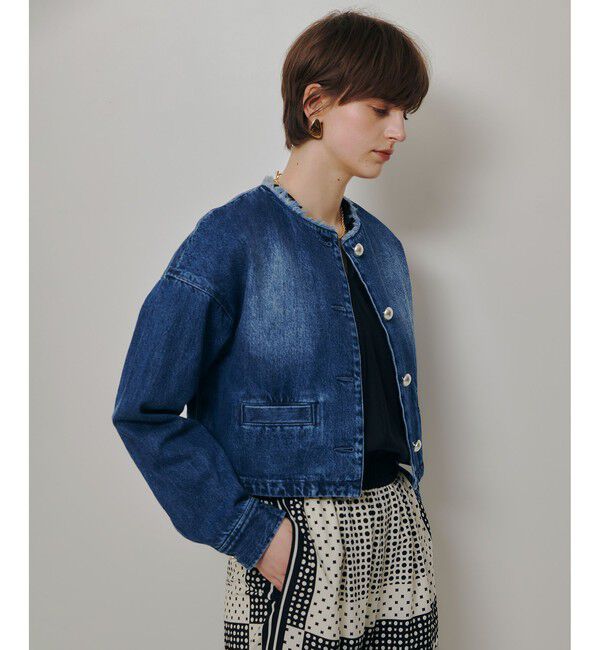 allureville「デニムノーカラージャケット」|ノーカラージャケット|