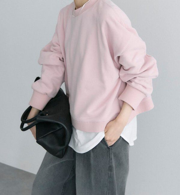  「シンプル裏起毛スウェットショートプルオーバー」|プルオーバー|