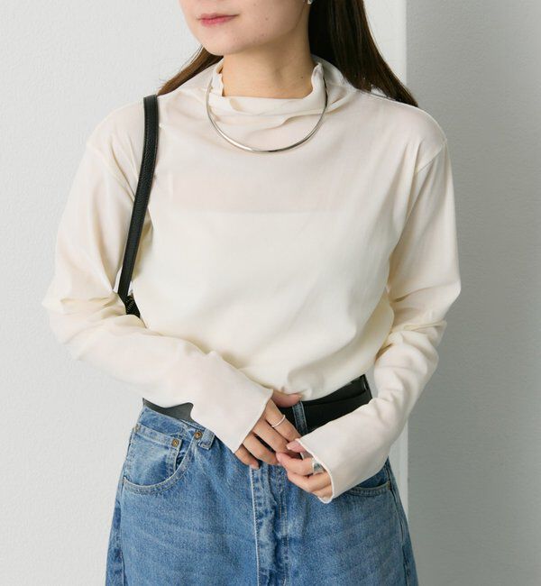  「【新色追加/リバイバル】ナイロンチュールベロアハイネックトップス」|Tシャツ・カットソー|