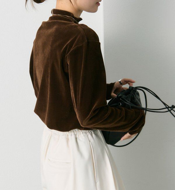  「【新色追加/リバイバル】ナイロンチュールベロアハイネックトップス」|Tシャツ・カットソー|