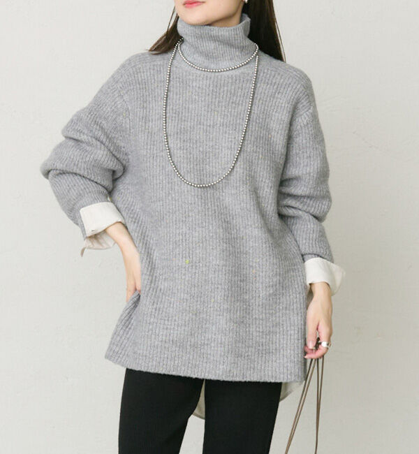  「ネップハイネックニットプルオーバー」|キャミソール|グレー