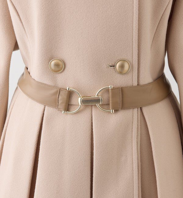  「ウエストベルト付きフェイクファー襟ミドルコート」|その他|