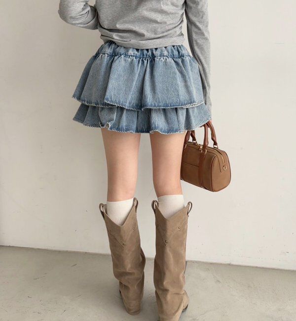  「【REVIVAL】WEB限定/セットアップ対応/ティアードミニスカート」|スカート|