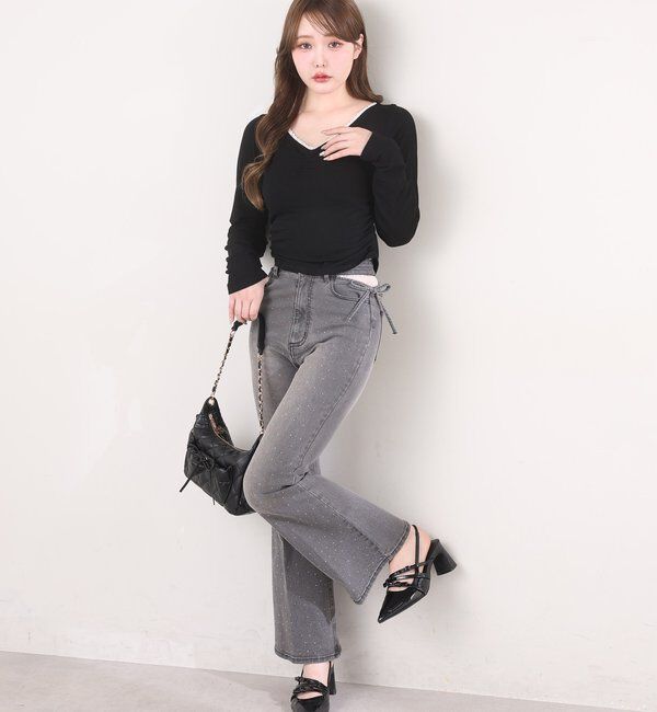  「プレート付きフロントギャザートップ」|プルオーバー|