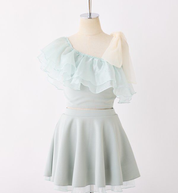  「swimwear/肩リボンワンショル+フレアミニスカート(3点セット)」|その他|