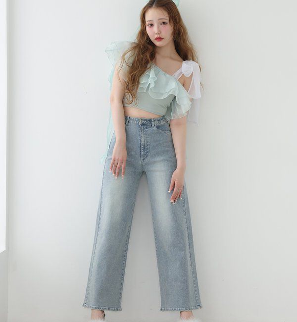  「swimwear/肩リボンワンショル+フレアミニスカート(3点セット)」|その他|