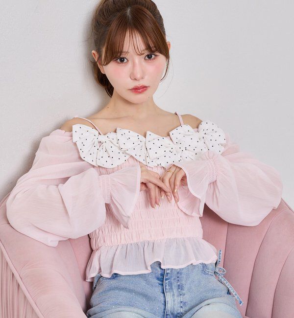  「シャーリングリボンブラウス」|シャツ・ブラウス|