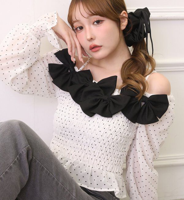  「シャーリングリボンブラウス」|シャツ・ブラウス|