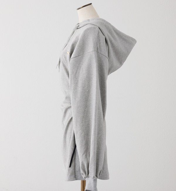  「サイドレースアップパーカーミニワンピース」|ワンピース|